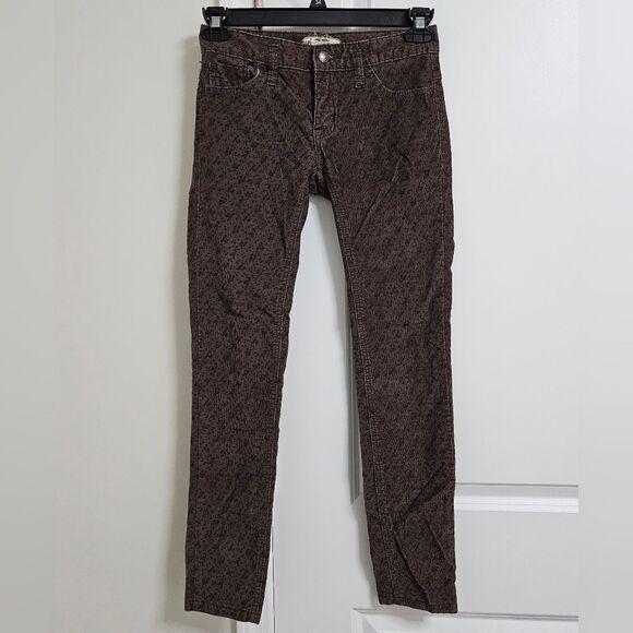 Free People Corduroy Skinny Pants Women's 25 (27x28) Floral Print Low-Rise EUC - Picture 1 of 9